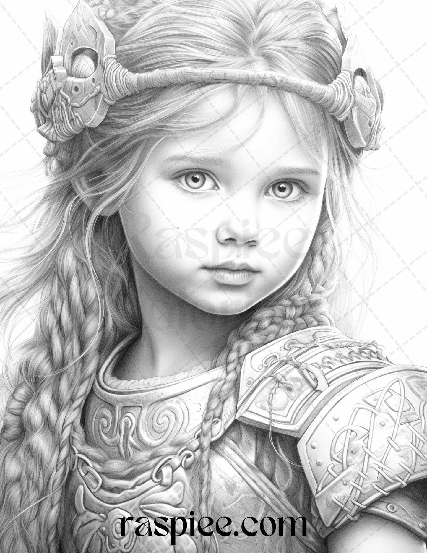 58 Little Viking Girls Boys Portrait Grayscale Coloring Pages Printable, PDF File Instant Download