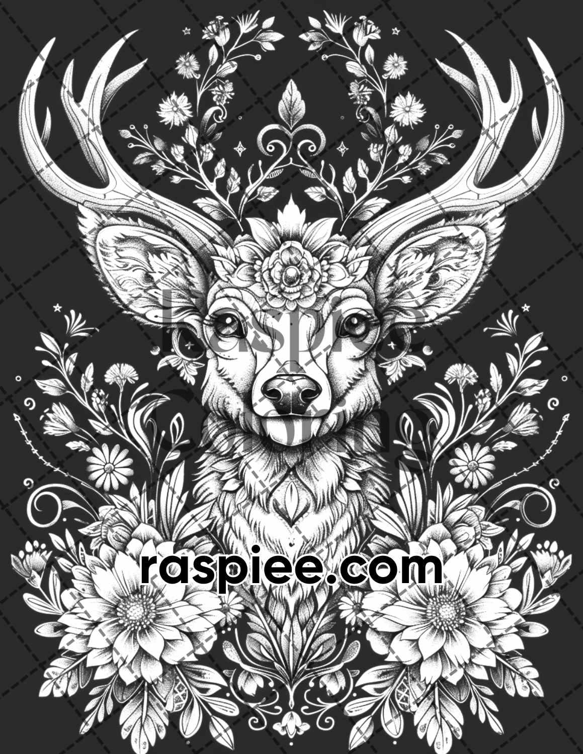 87 Spirit Animals Grayscale Adult Coloring Pages Printable PDF Instant Download
