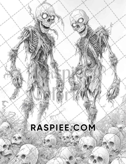 Halloween Surreal Adult Coloring Pages Printable PDF Instant Download
