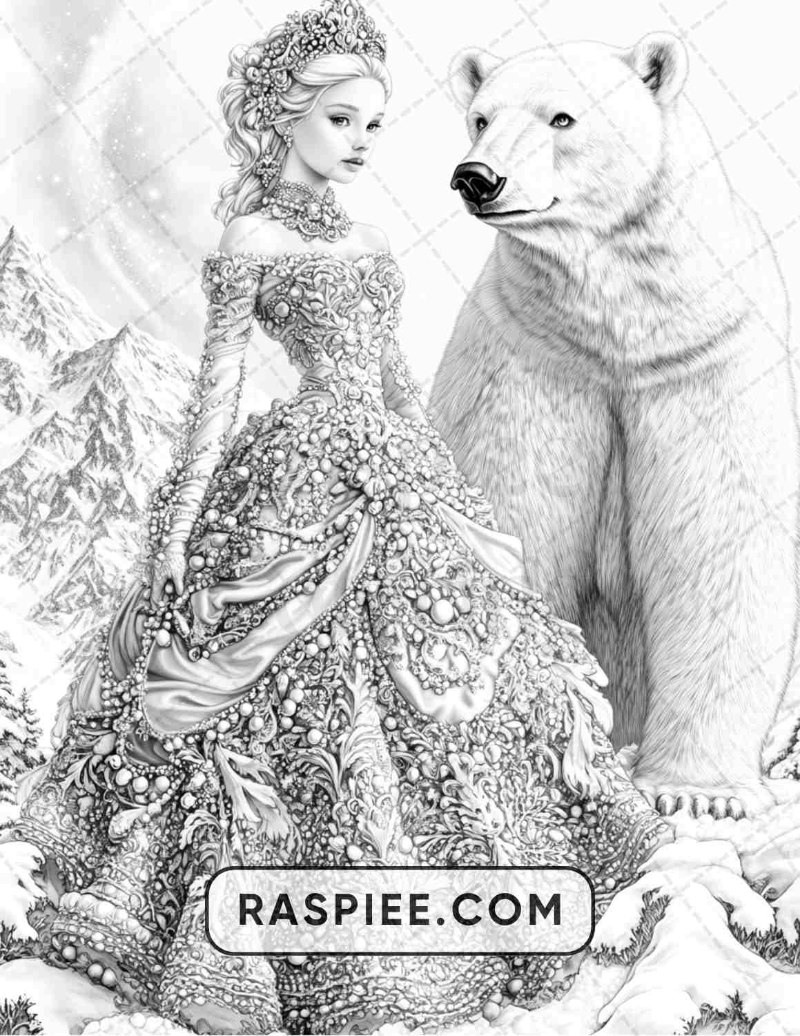 57 Winter Fairytale Portraits Adult Coloring Pages