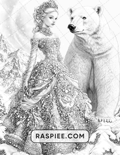 57 Winter Fairytale Portraits Adult Coloring Pages