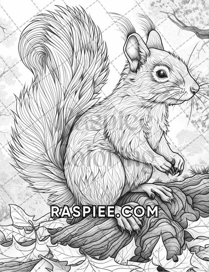 60 Relaxing Autumn Grayscale Adult Coloring Pages Printable PDF Instant Download