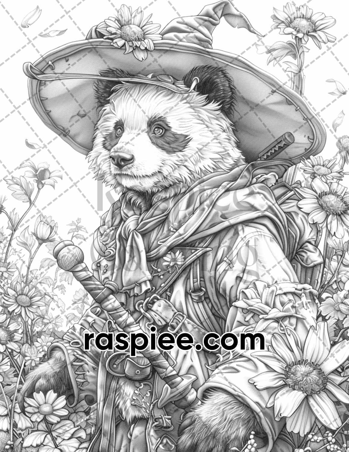 77 Wizard Animals Grayscale Adult Coloring Pages Printable PDF Instant Download
