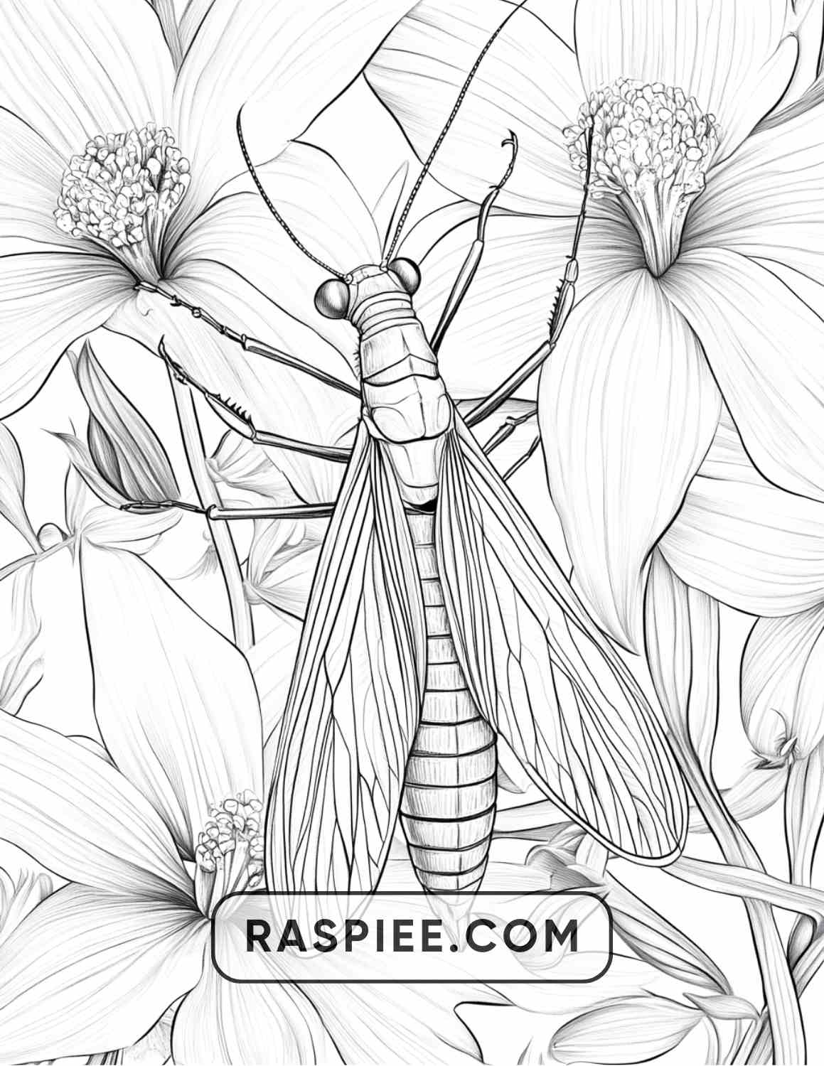 Insects and Flowers Adult Coloring Pages