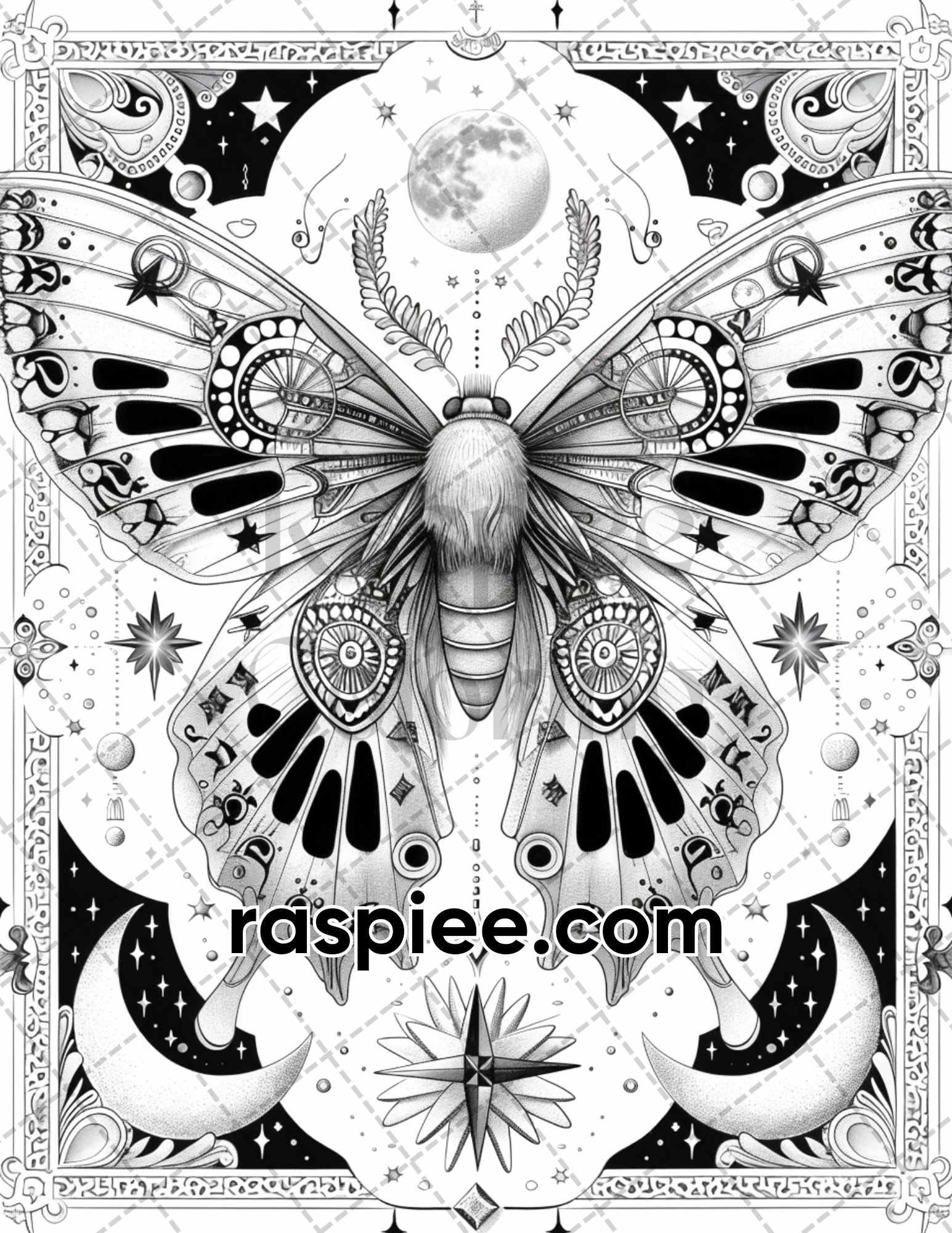 77 Butterflies and Moths Grayscale Adult Coloring Pages, Printable PDF Instant Download