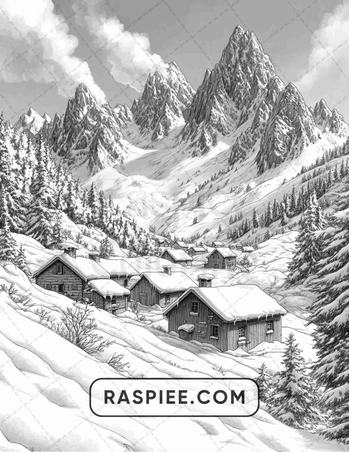 82 Winter Landscapes Adult Coloring Pages