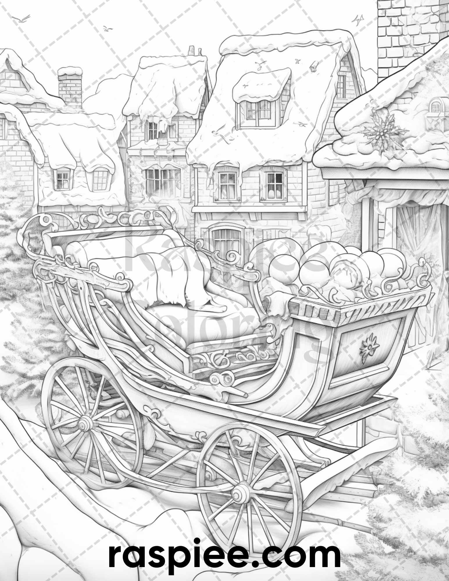 60 Merry Christmas Grayscale Coloring Pages Printable for Adult, Holiday Relaxation Art, PDF File Instant Download