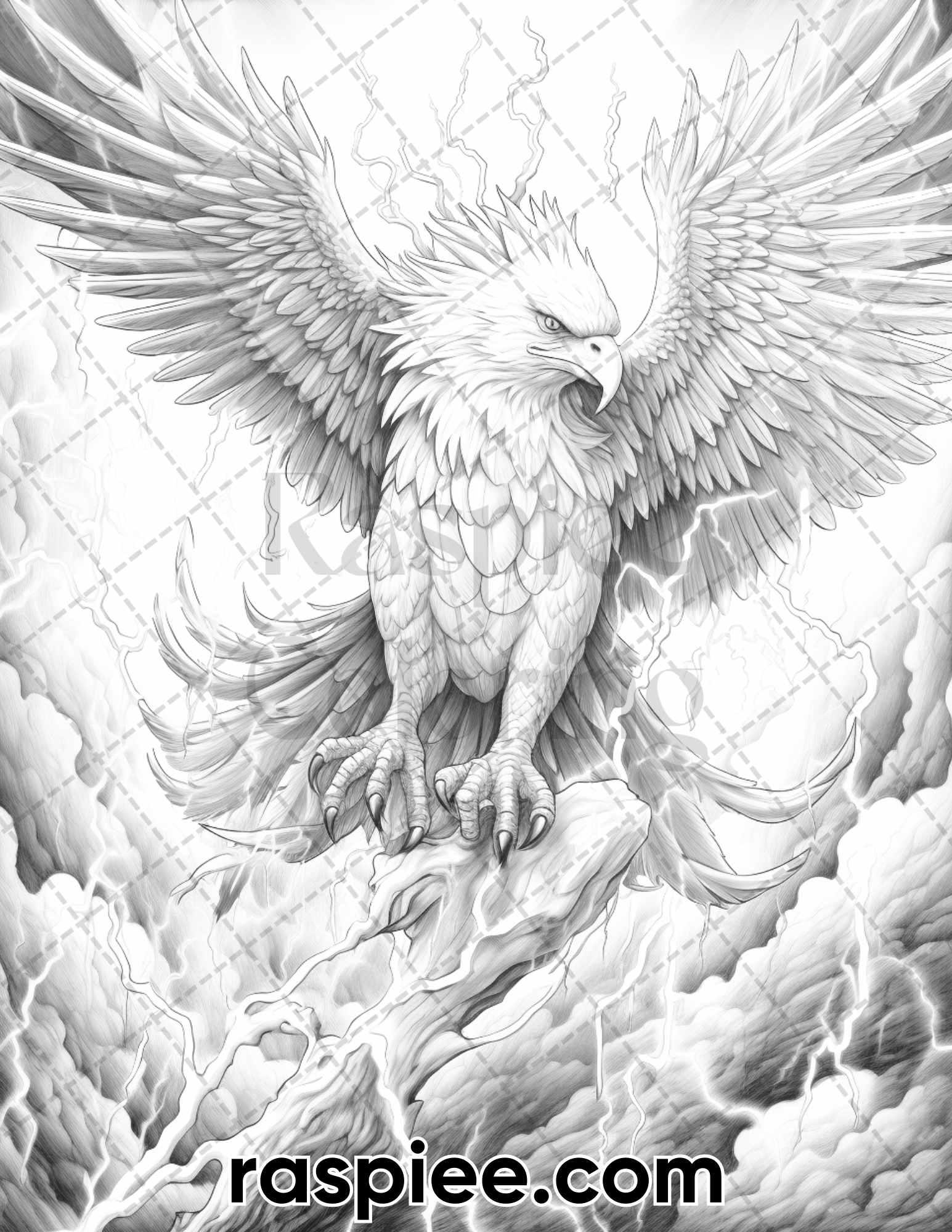 60 Mythical Creatures Grayscale Coloring Pages for Adults, Printable PDF Instant Download