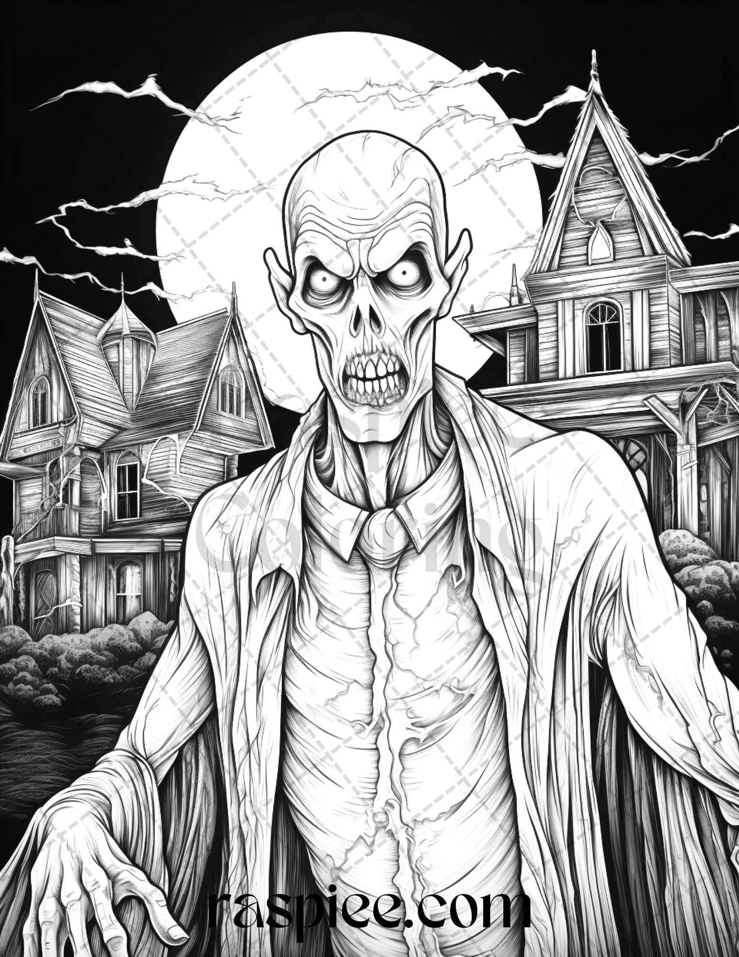 60 Halloween Vampire Grayscale Coloring Pages Printable for Adults, PDF File Instant Download