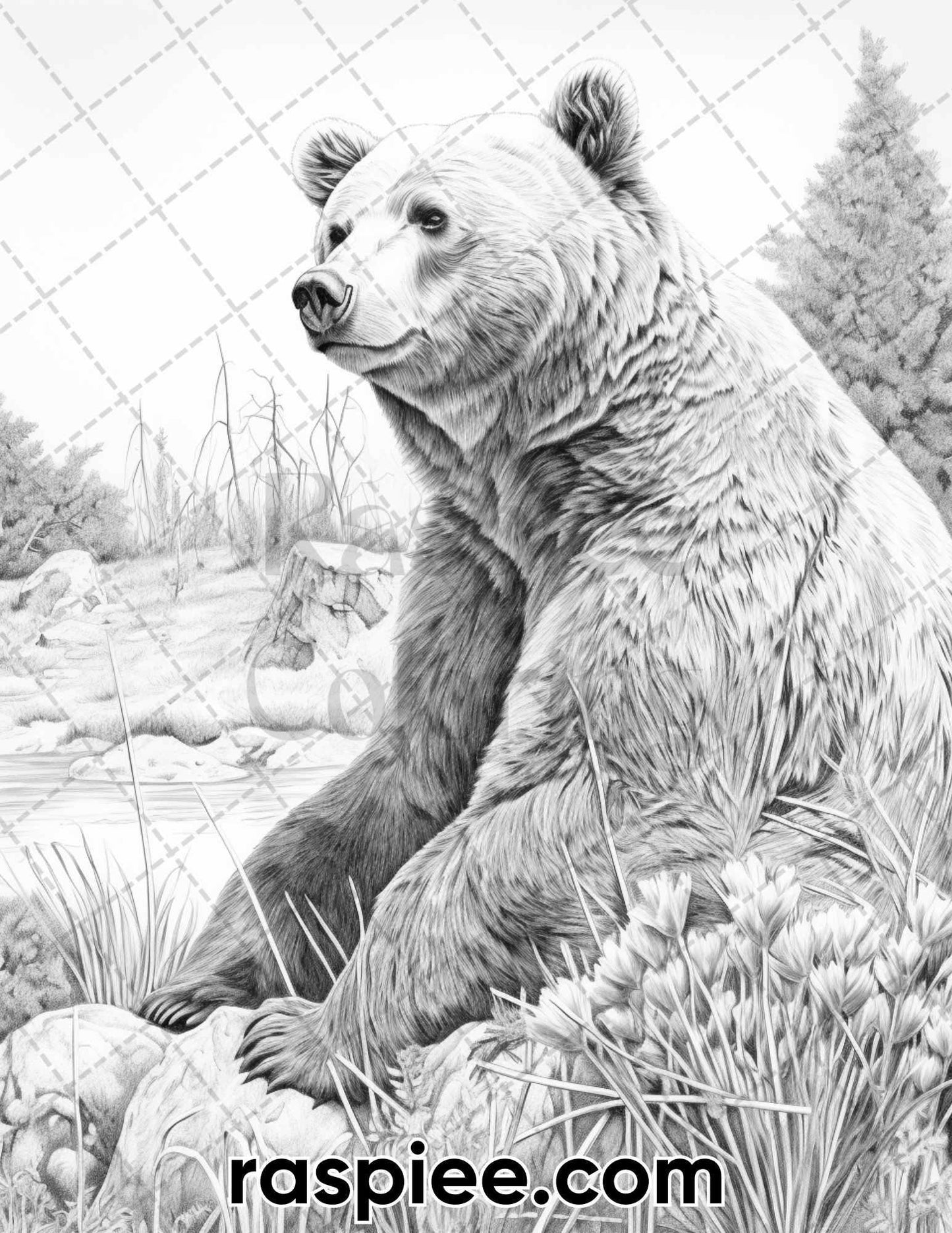 55 Wild Animals Grayscale Coloring Pages for Adults, Printable PDF Instant Download