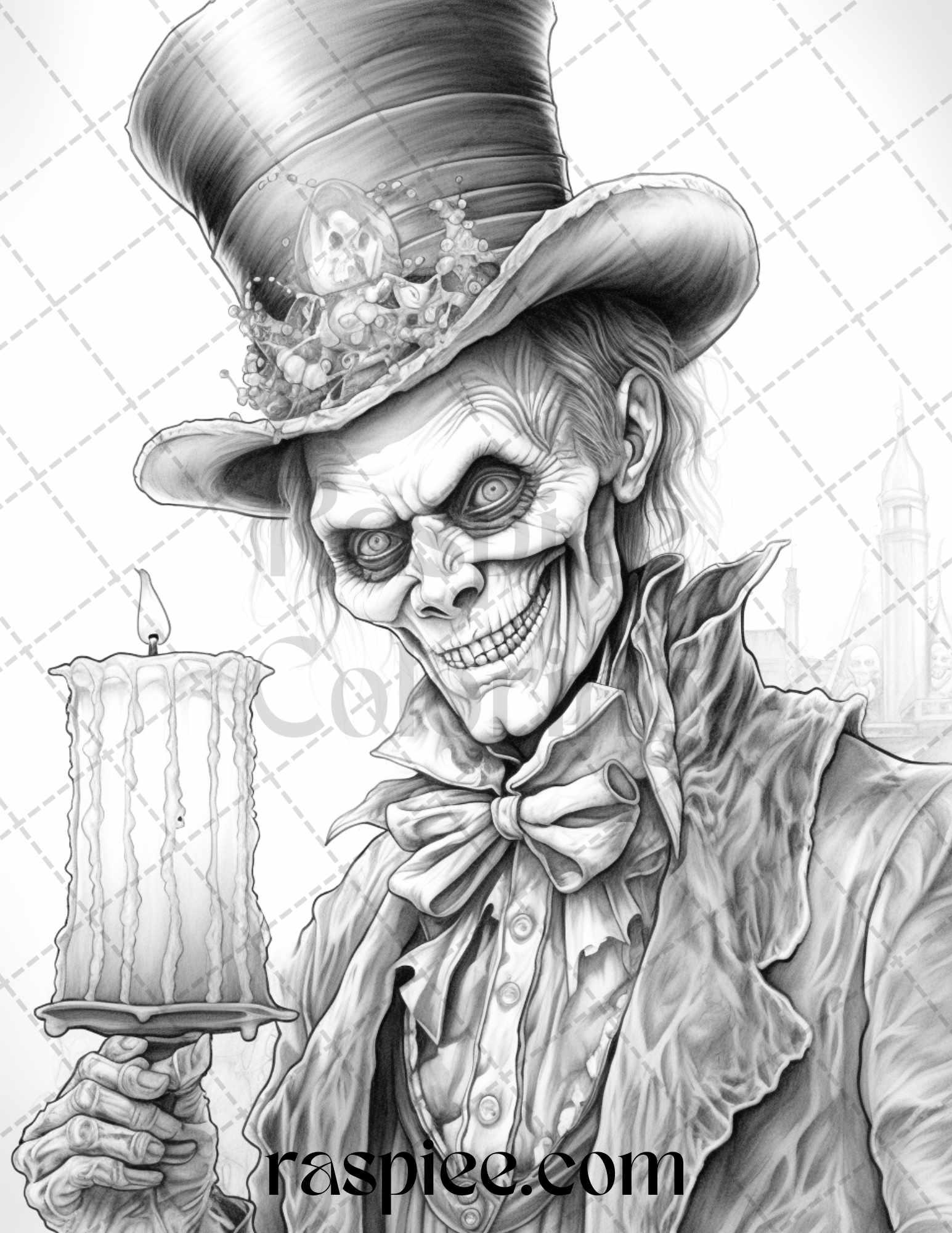 60 Halloween Victorian Era Grayscale Coloring Pages Printable for Adults, PDF File Instant Download