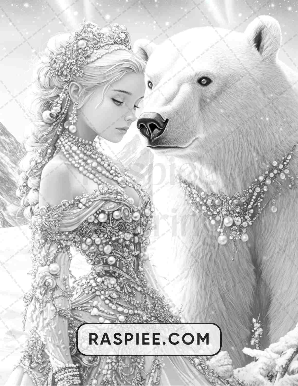 57 Winter Fairytale Portraits Adult Coloring Pages
