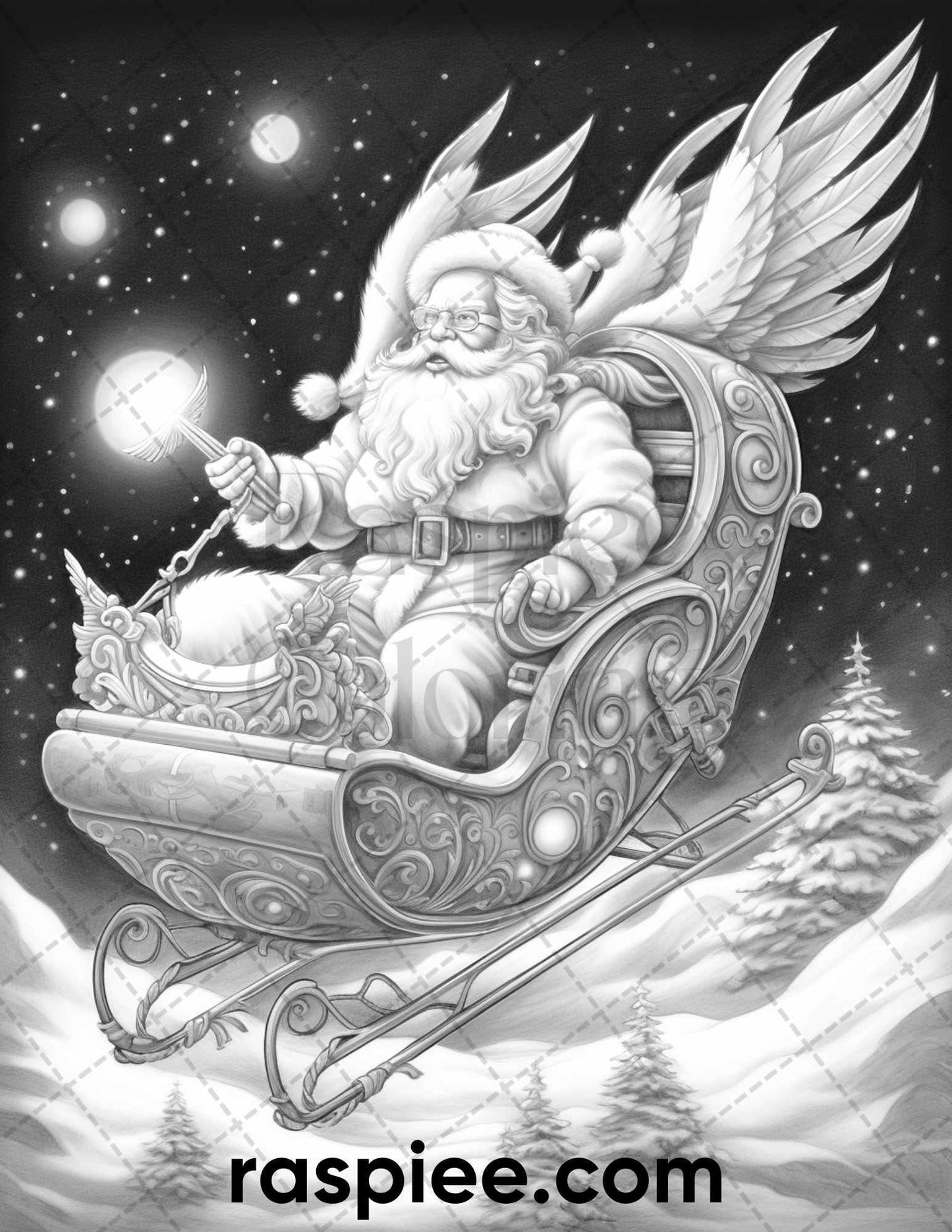 60 Merry Christmas Grayscale Coloring Pages Printable for Adult, Holiday Relaxation Art, PDF File Instant Download