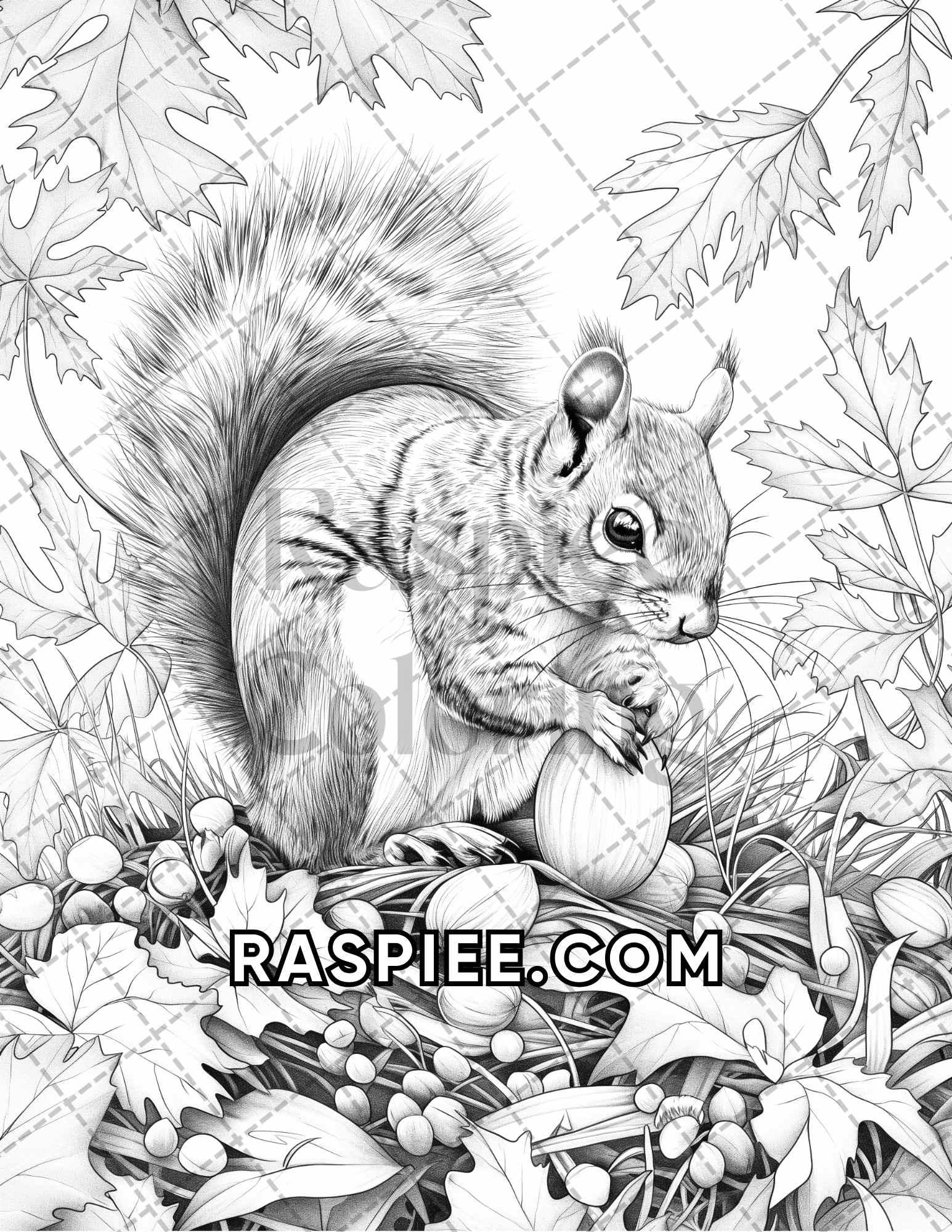60 Relaxing Autumn Grayscale Adult Coloring Pages Printable PDF Instant Download