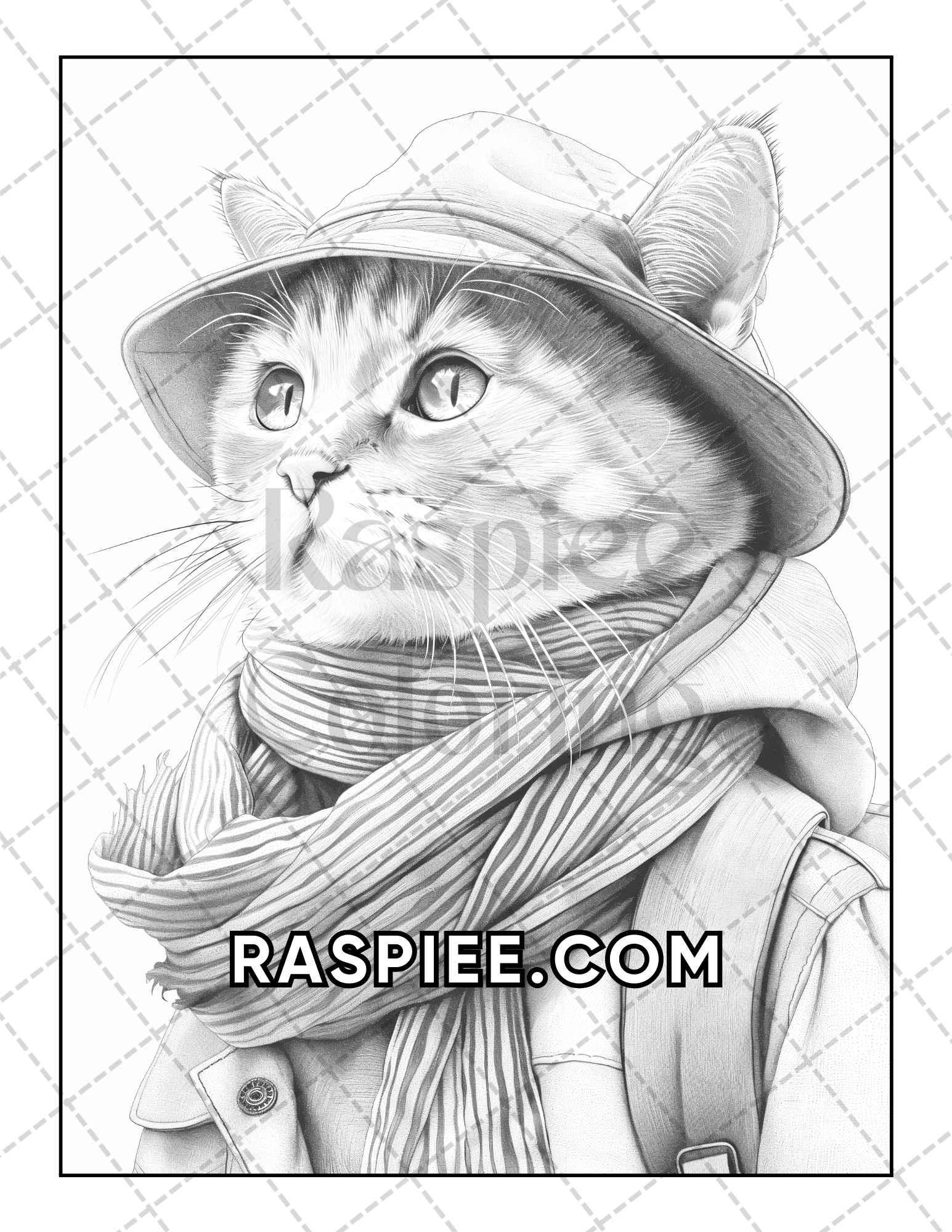 60 Cats Dressed Up Adult Coloring Pages Printable PDF Instant Download