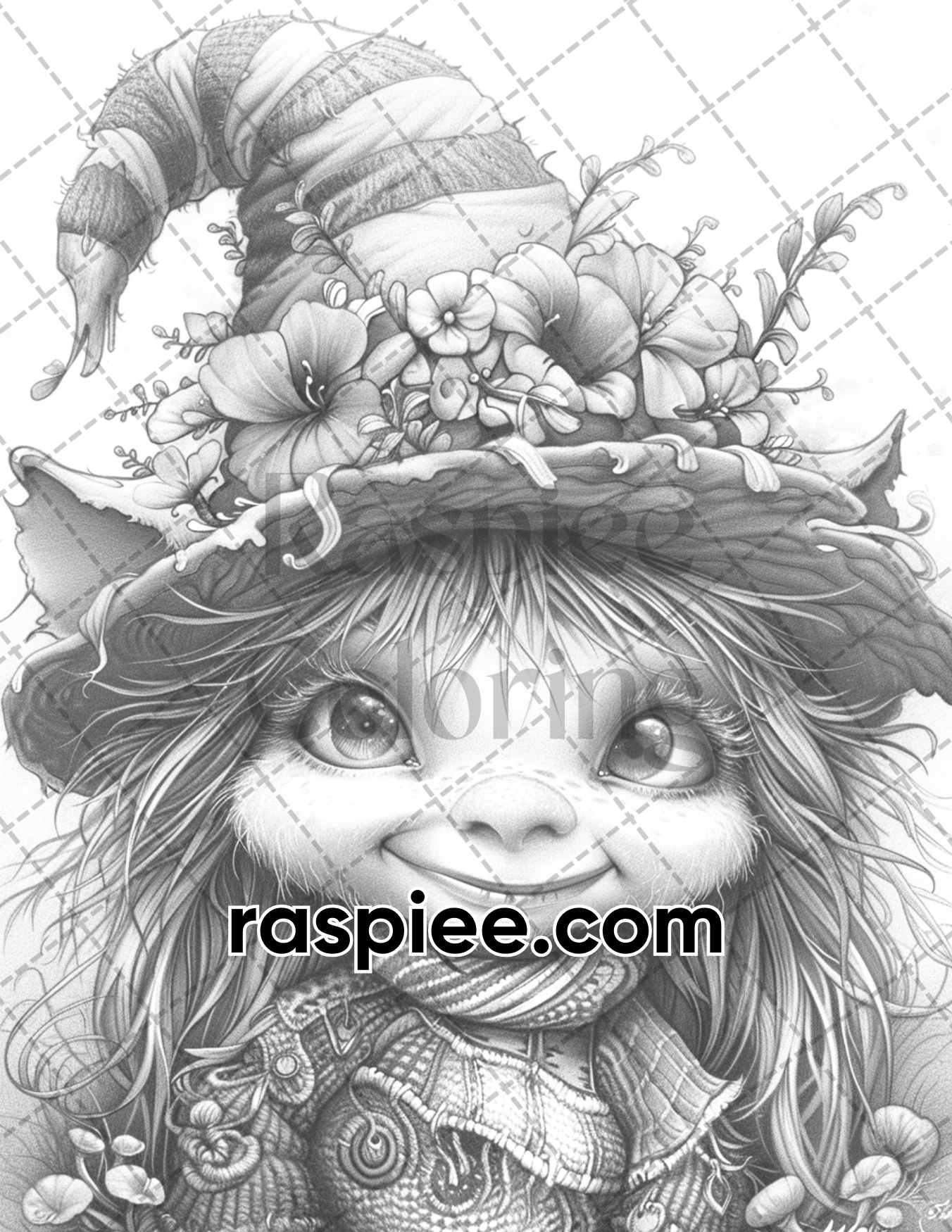 65 Fantasy Little Trolls Grayscale Adult Coloring Pages Printable PDF Instant Download