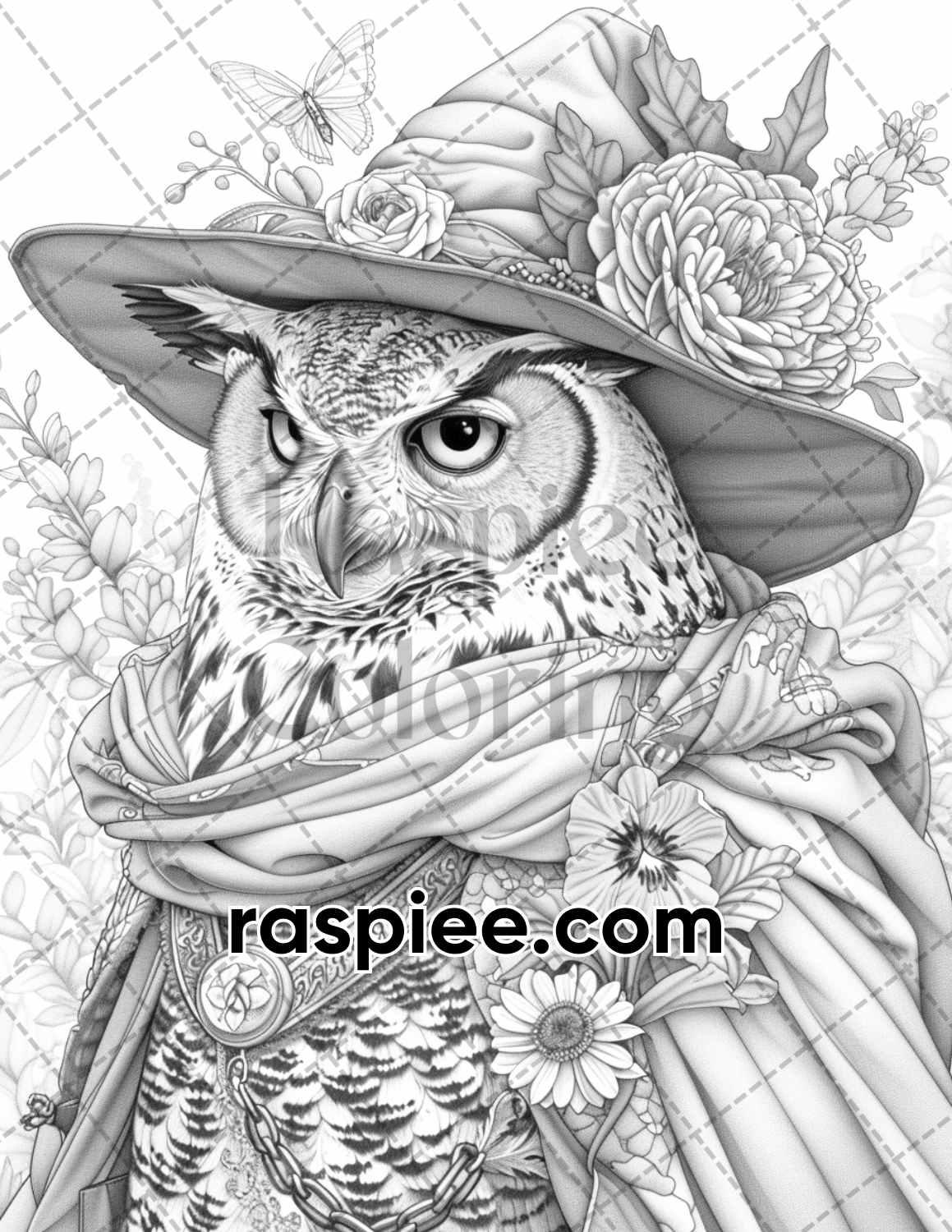 77 Wizard Animals Grayscale Adult Coloring Pages Printable PDF Instant Download