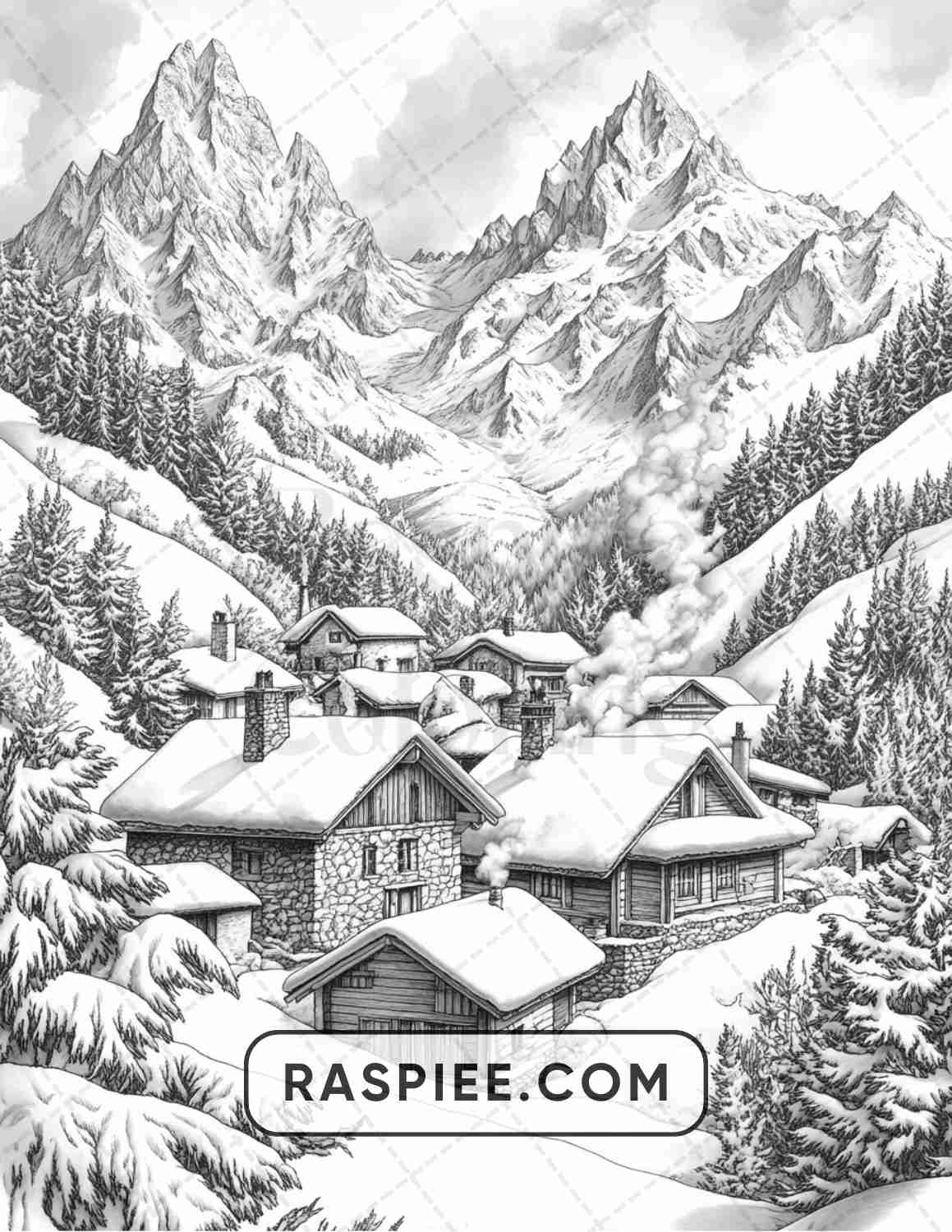 82 Winter Landscapes Adult Coloring Pages