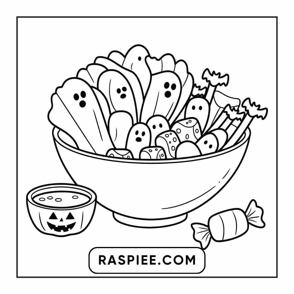 100 Bold Easy Spooky Food & Drinks Coloring Pages Printable PDF Instant Download