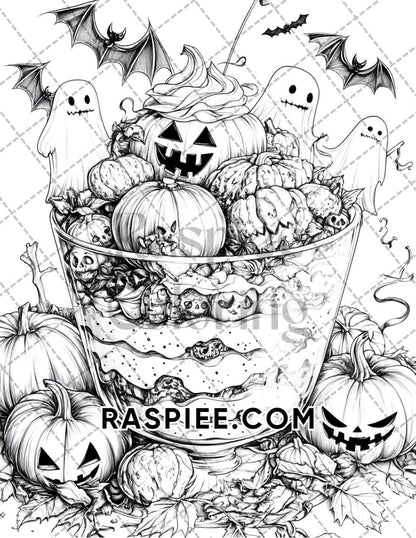Spooky Desserts Halloween Adult Coloring Pages Printable PDF