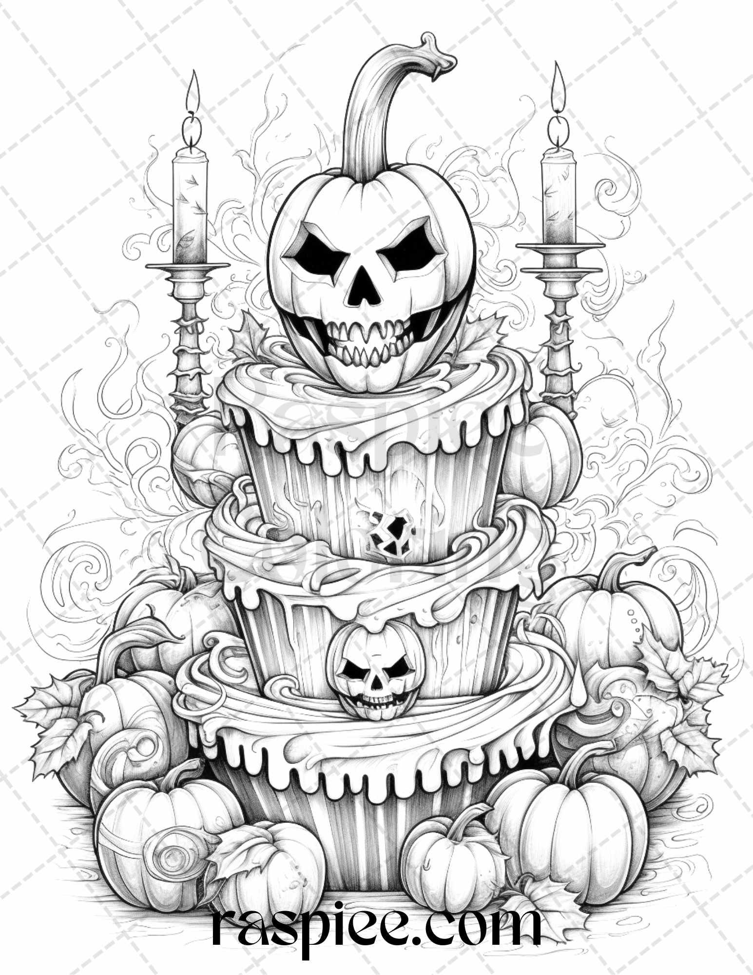 68 Halloween Spooky Desserts Grayscale Coloring Pages Printable for Adults, PDF File Instant Download