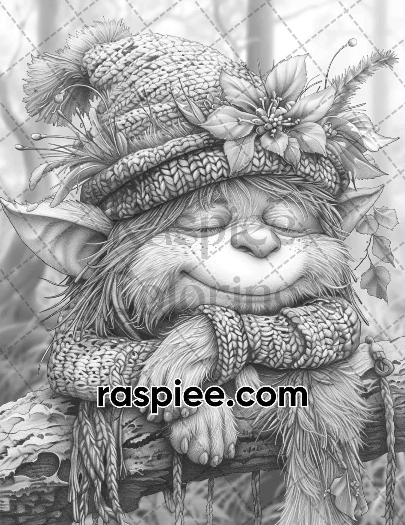 65 Fantasy Little Trolls Grayscale Adult Coloring Pages Printable PDF Instant Download