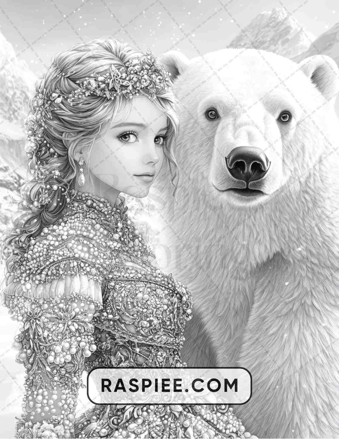 57 Winter Fairytale Portraits Adult Coloring Pages
