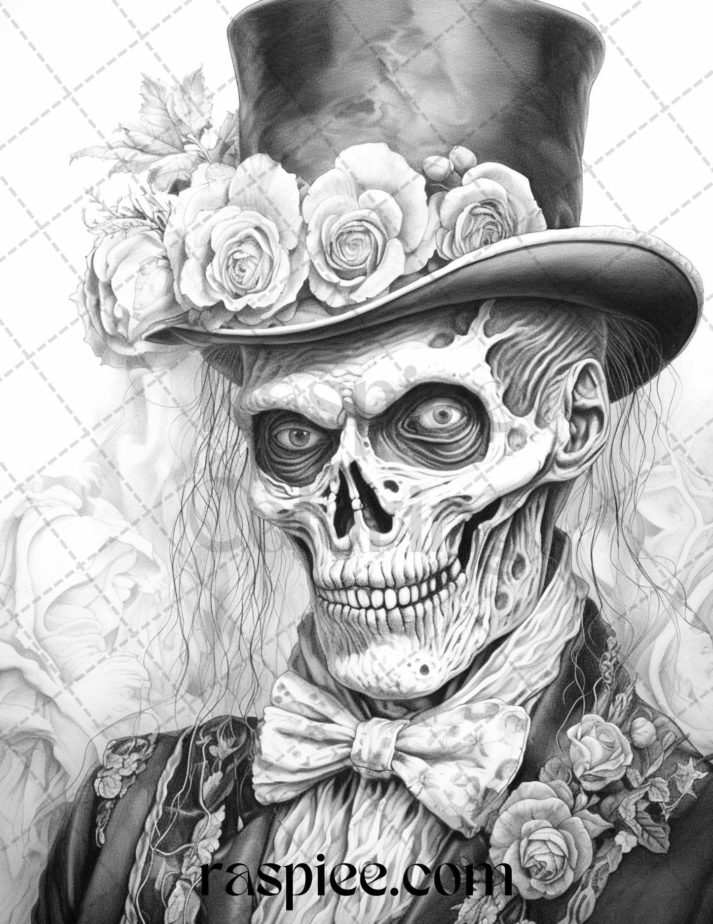 60 Halloween Victorian Era Grayscale Coloring Pages Printable for Adults, PDF File Instant Download