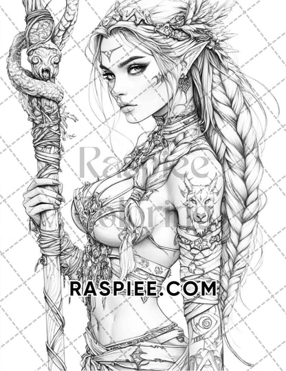 Enchanted Witches Adult Coloring Pages Printable PDF Instant Download
