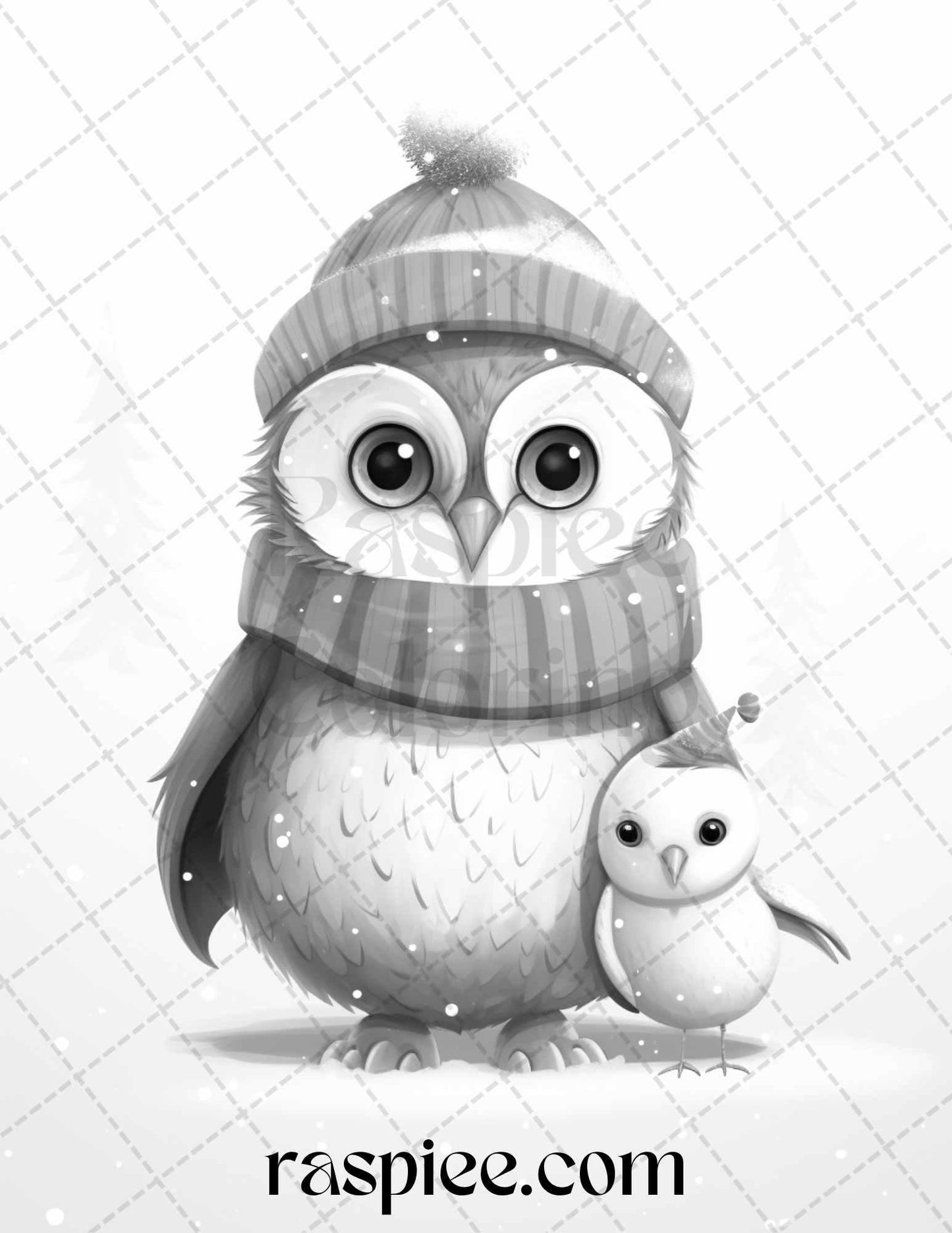 70 Christmas Critters Grayscale Coloring Pages Printable for Adults and Kids, PDF File Instant Download