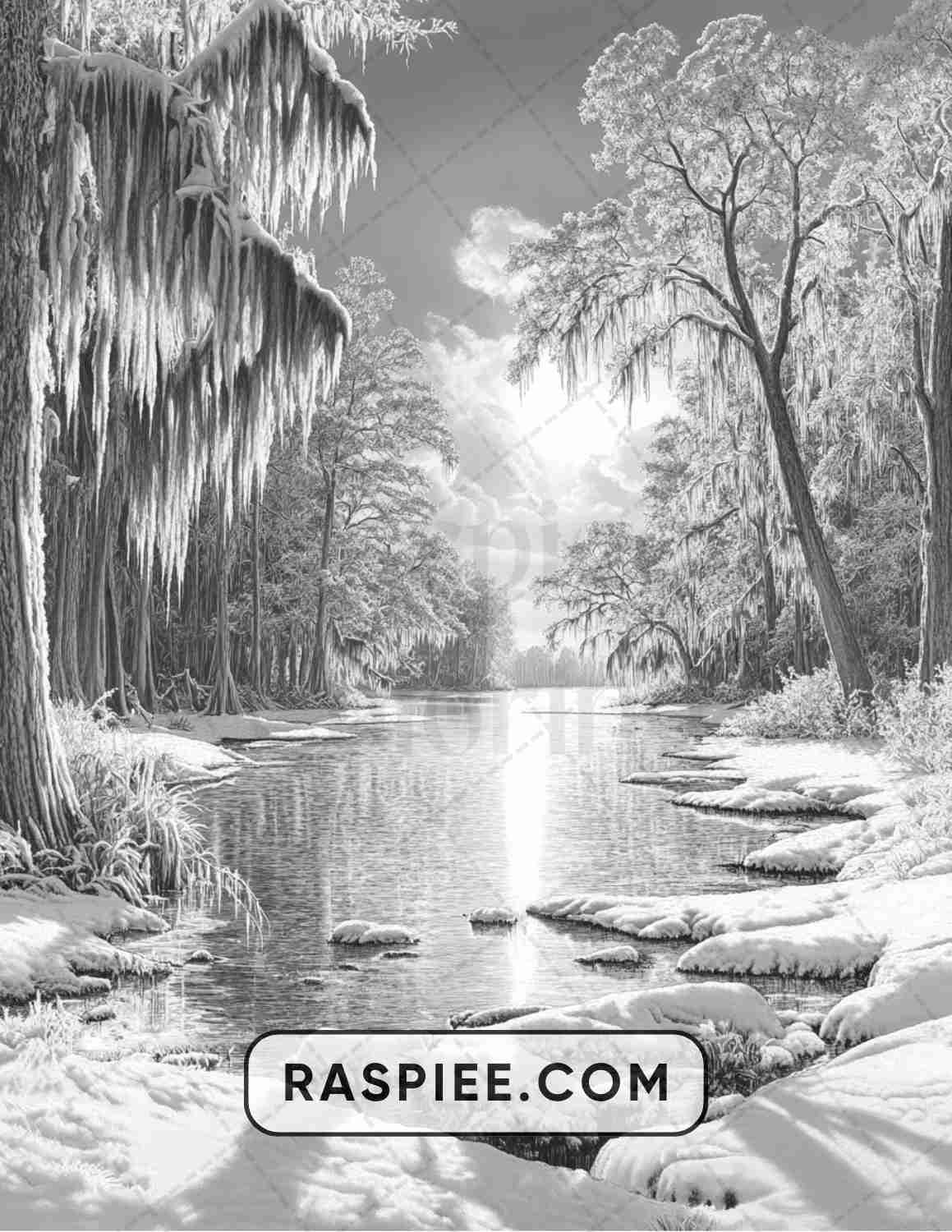 82 Winter Landscapes Adult Coloring Pages