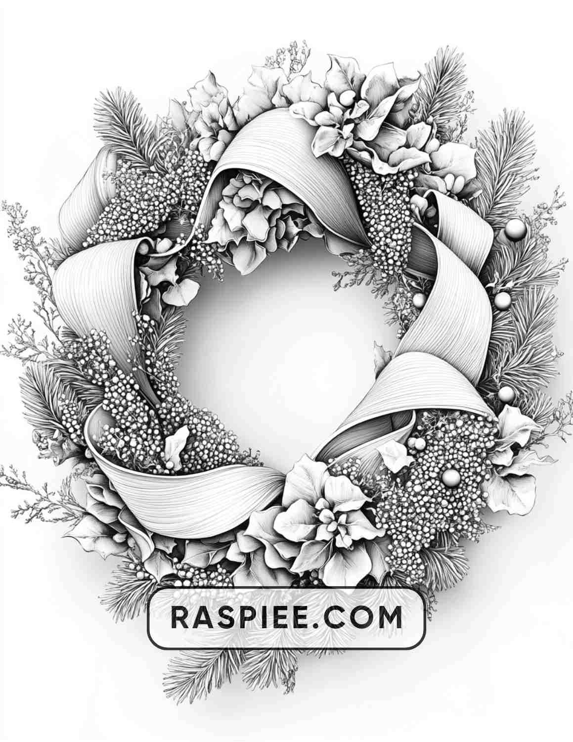 72 Christmas Wreaths Adult Coloring Pages