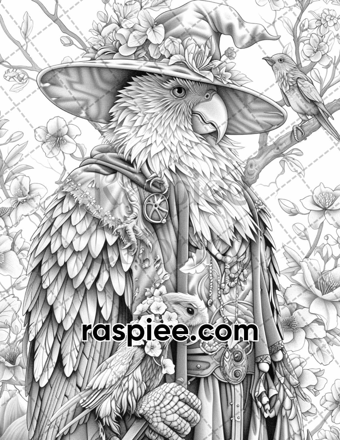 77 Wizard Animals Grayscale Adult Coloring Pages Printable PDF Instant Download