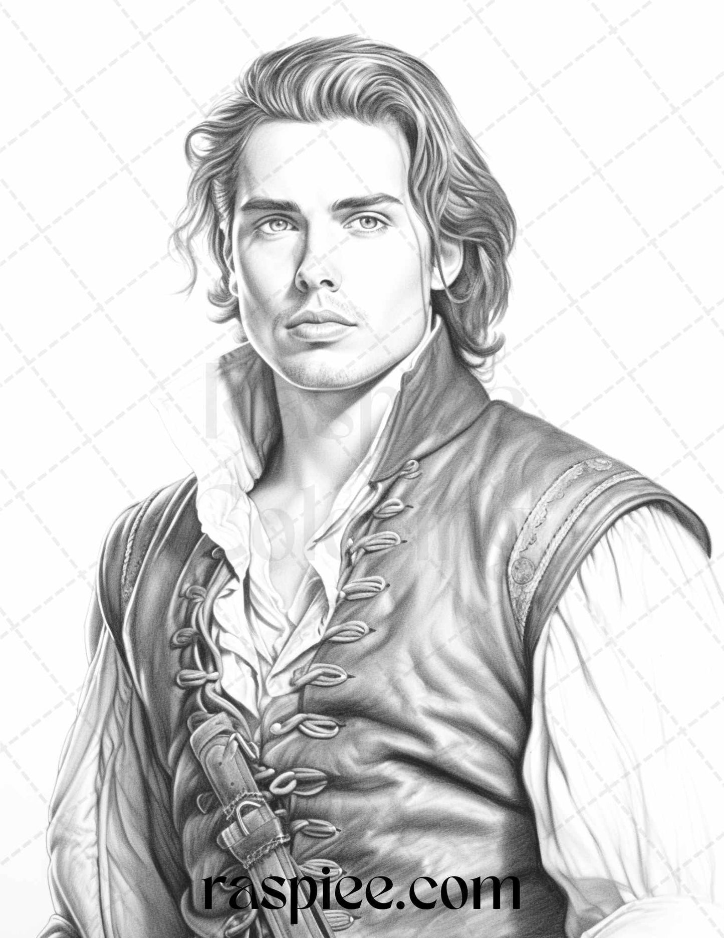 60 Pirate Life Grayscale Coloring Pages Printable for Adults, Stress Relief Coloring, PDF File Instant Download