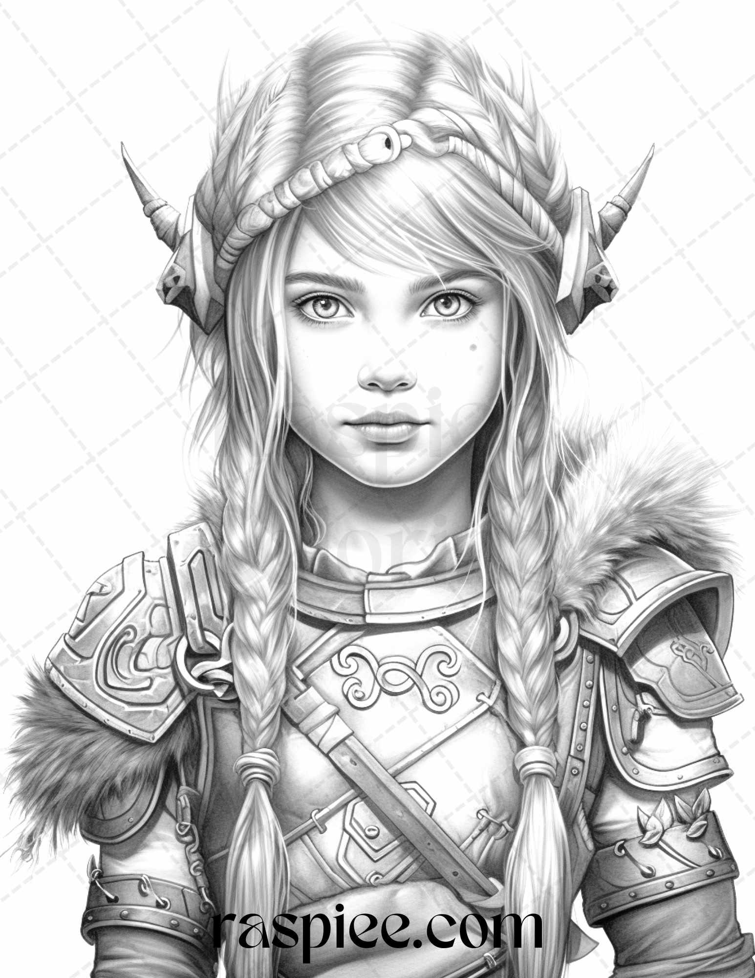58 Little Viking Girls Boys Portrait Grayscale Coloring Pages Printable, PDF File Instant Download