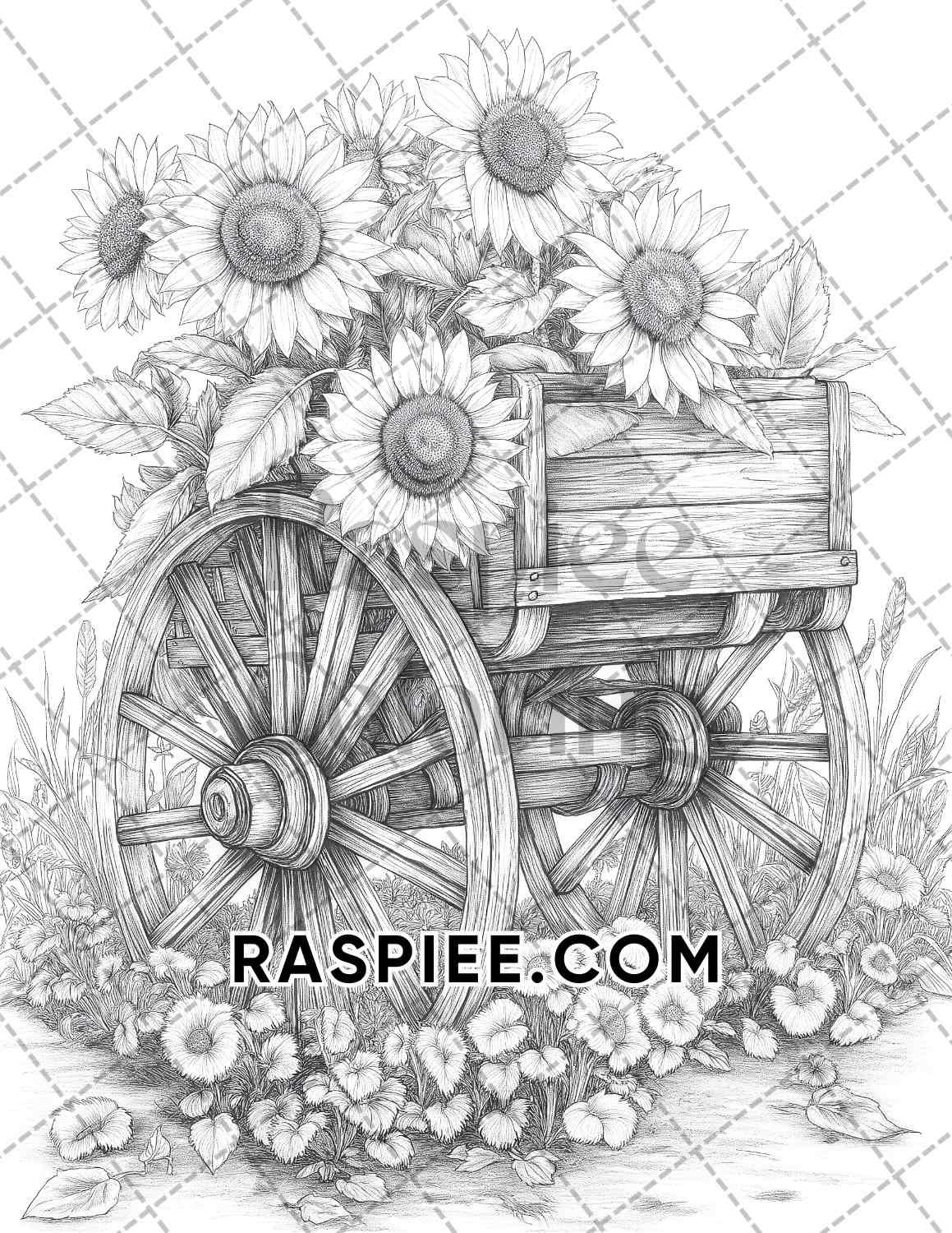 Fall Flowers Adult Coloring Pages Printable PDF Instant Download