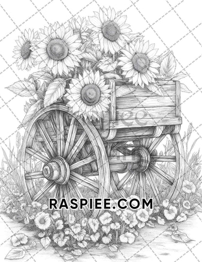 Fall Flowers Adult Coloring Pages Printable PDF Instant Download