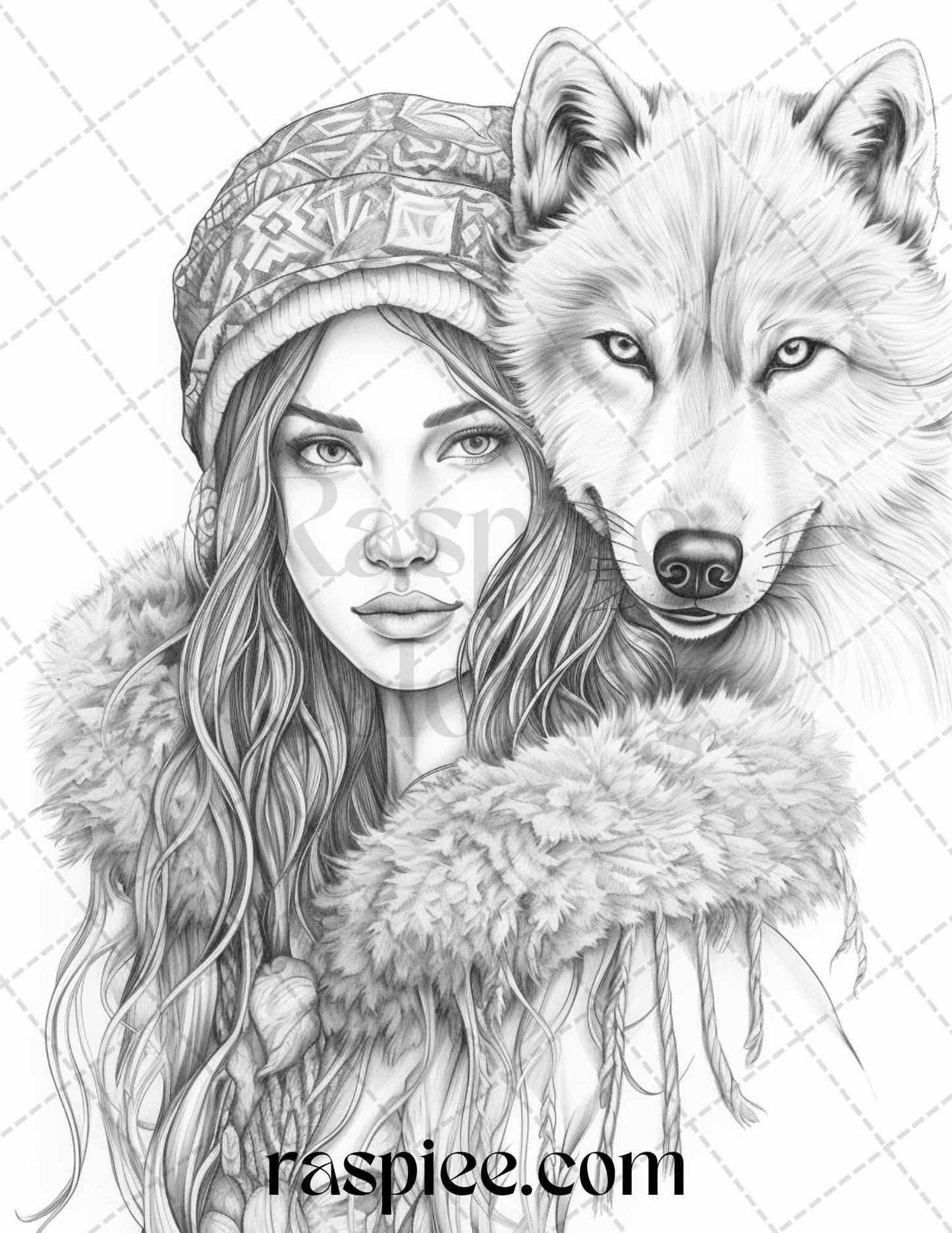 60 Beautiful Winter Girls Grayscale Coloring Pages Printable for Adults, PDF File Instant Download