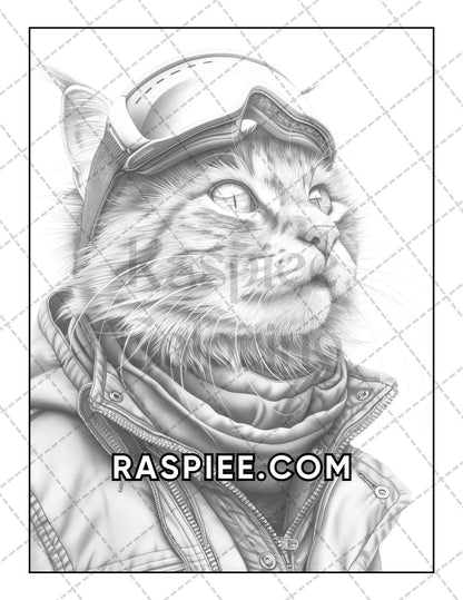 60 Cats Dressed Up Adult Coloring Pages Printable PDF Instant Download