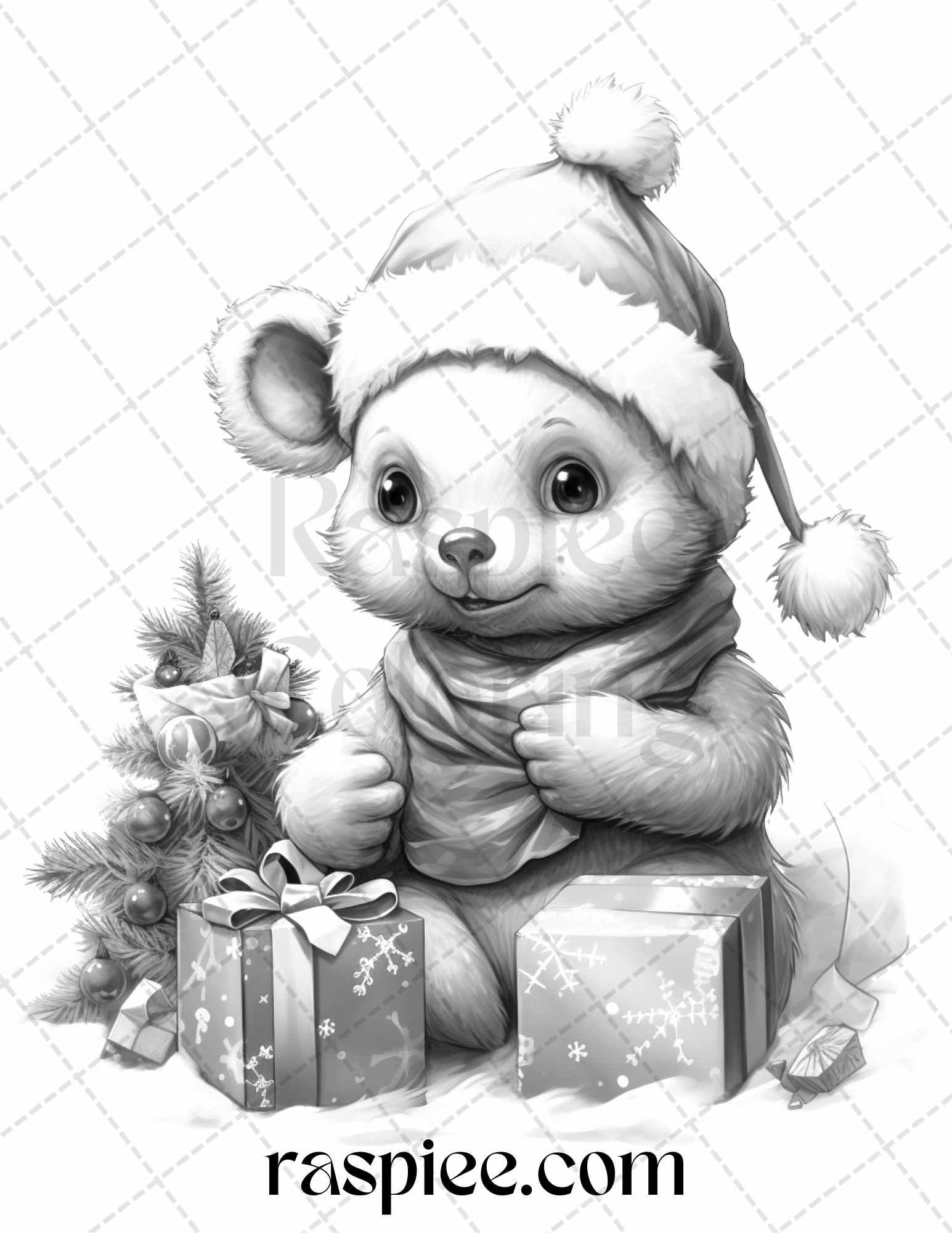 70 Christmas Critters Grayscale Coloring Pages Printable for Adults and Kids, PDF File Instant Download
