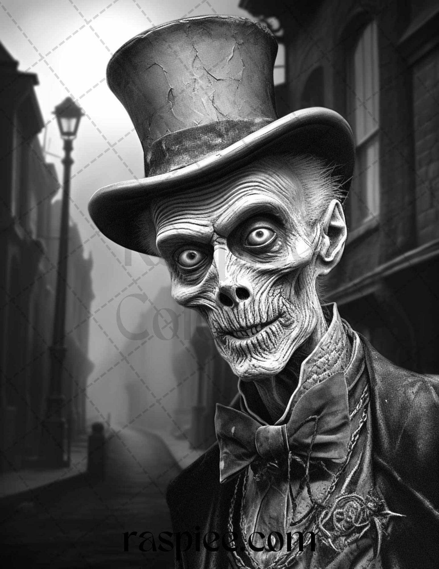 60 Halloween Victorian Era Grayscale Coloring Pages Printable for Adults, PDF File Instant Download