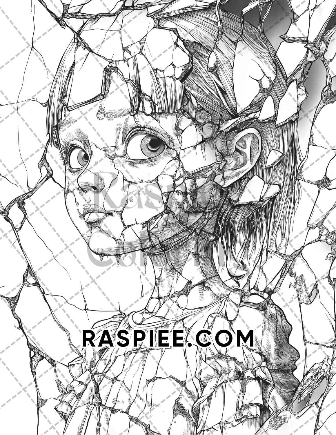 Haunted Dolls Halloween Horror Adult Coloring Pages Printable PDF Instant Download