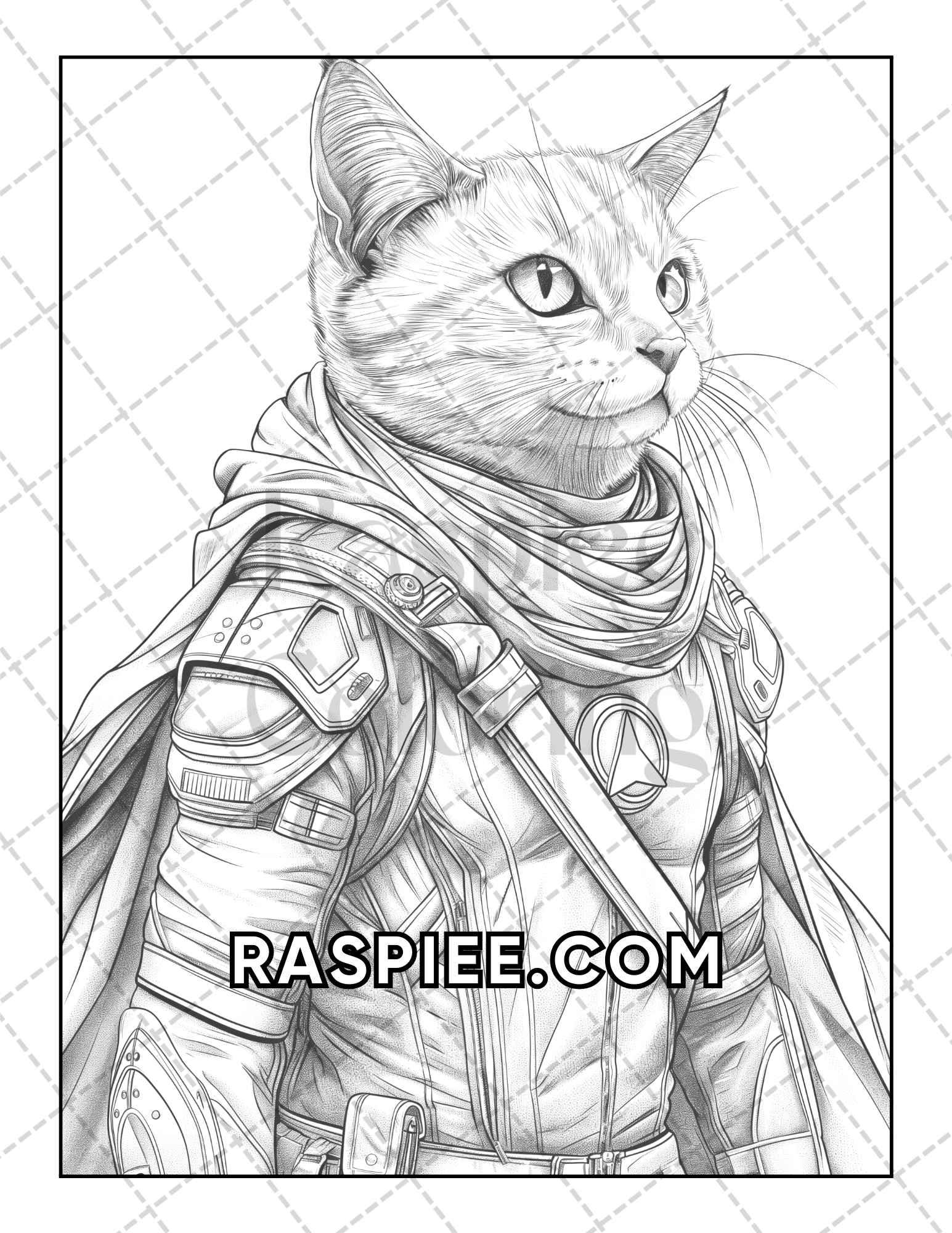 60 Cats Dressed Up Adult Coloring Pages Printable PDF Instant Download