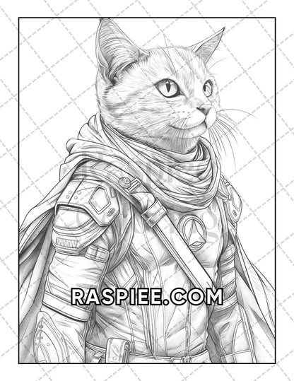 60 Cats Dressed Up Adult Coloring Pages Printable PDF Instant Download