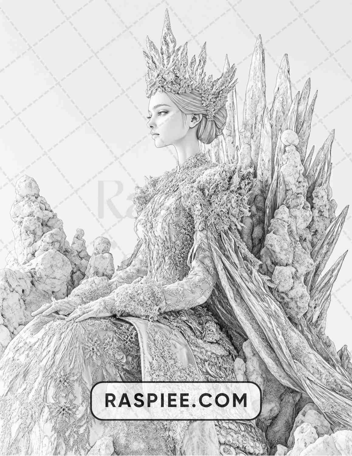 57 Winter Fairytale Portraits Adult Coloring Pages