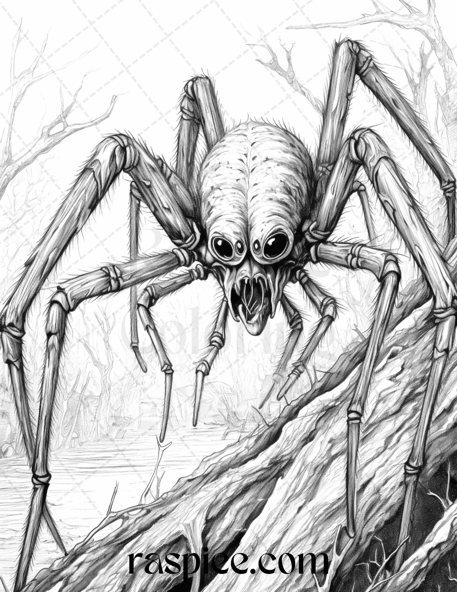 66 Horror Zombie Animals Grayscale Coloring Pages Printable for Adults, PDF File Instant Download