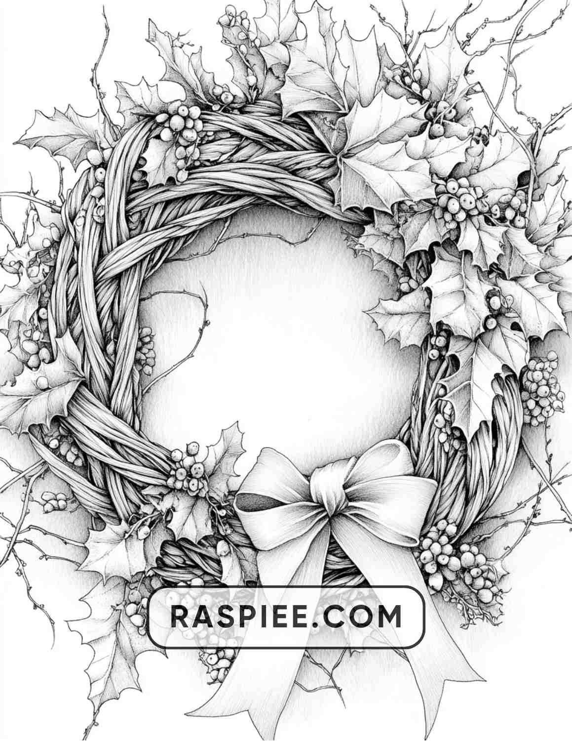 72 Christmas Wreaths Adult Coloring Pages
