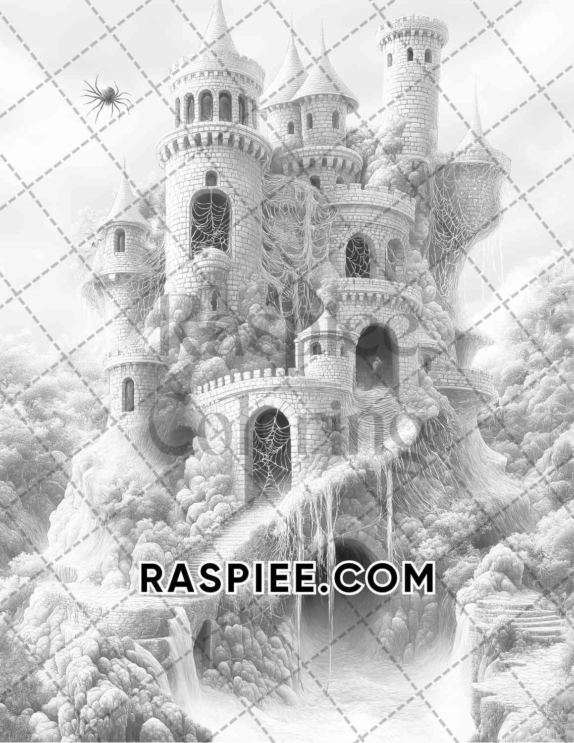 Halloween Surreal Adult Coloring Pages Printable PDF Instant Download