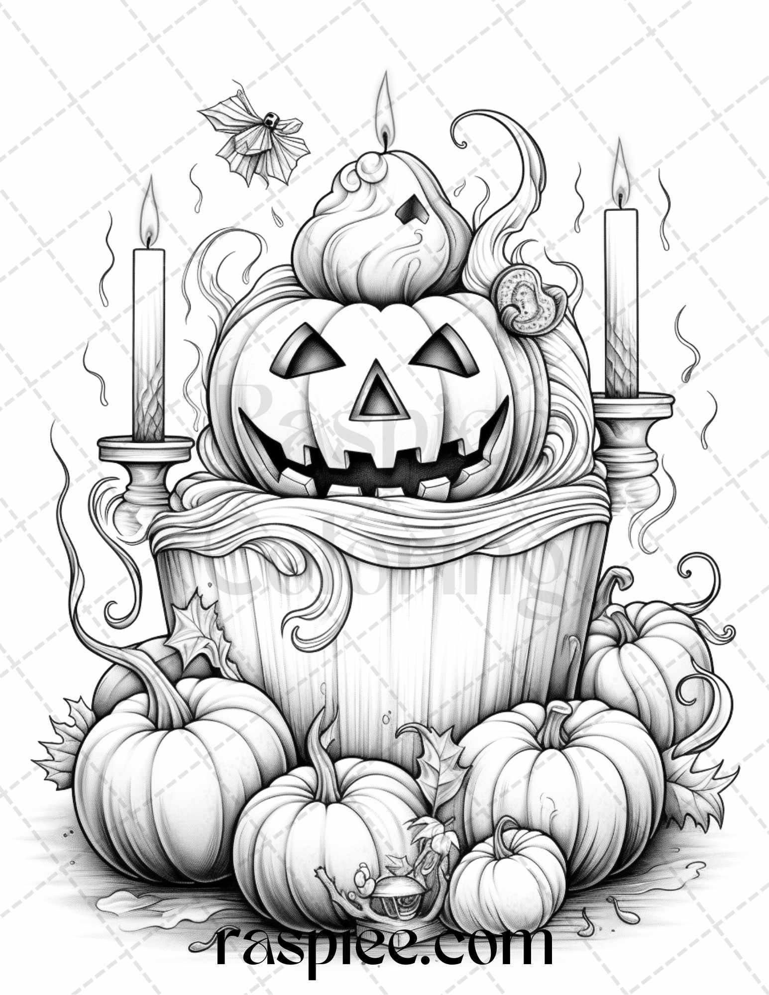 68 Halloween Spooky Desserts Grayscale Coloring Pages Printable for Adults, PDF File Instant Download