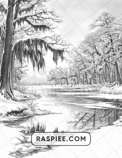 82 Winter Landscapes Adult Coloring Pages